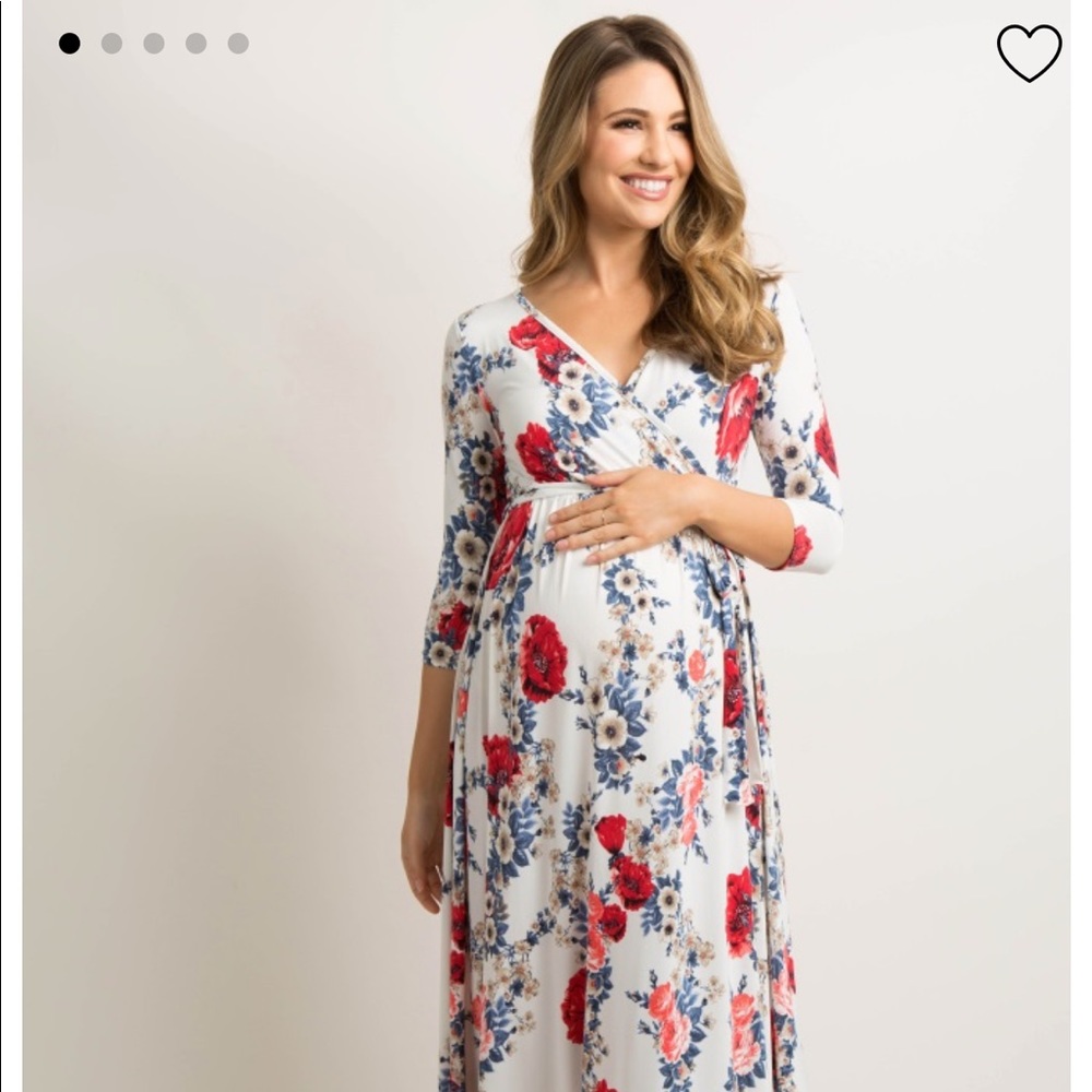 White Garden Maternity Maxi Dress